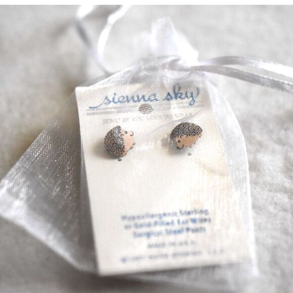 Sienna Sky Dainty Hand Painted Hedgehog Post/Stud New Earrings - Picture 3 of 3